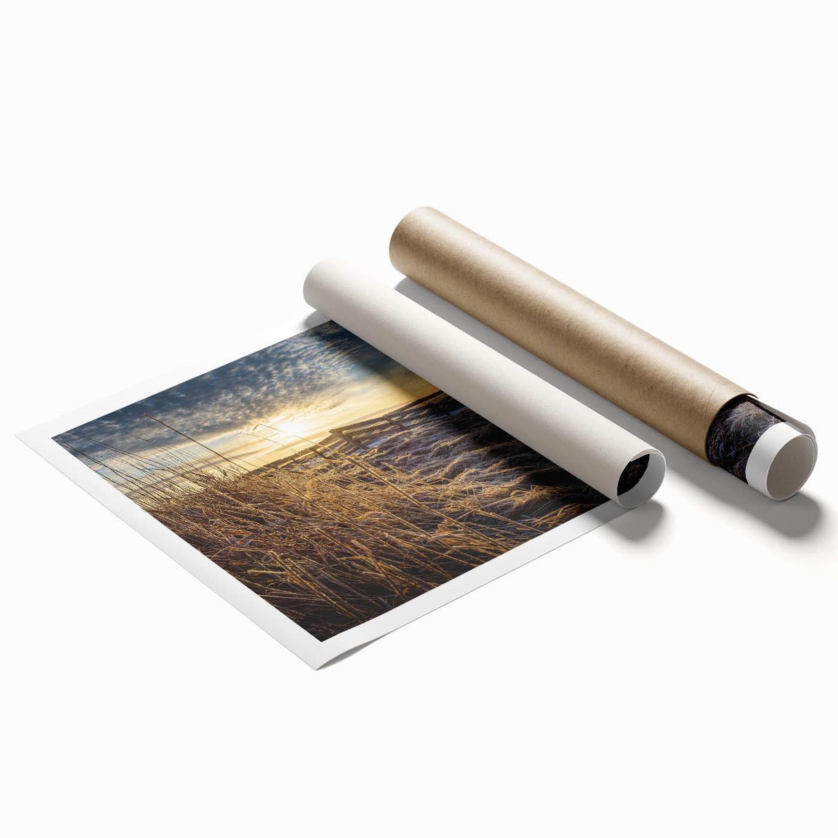 Extra large rolled print of New Brunswick scenery with vibrant green and blue tones, ideal for classy bathroom wall art.