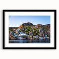 Extra large framed abstract art print featuring a textured, colorful depiction of Newfoundland scenery.