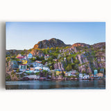 Black and white photograph of Newfoundland scenery on large stretched canvas, suitable for kitchen wall art.