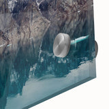 Large abstract wall art depicting the Northwest Territories landscape in muted earth tones on acrylic glass.