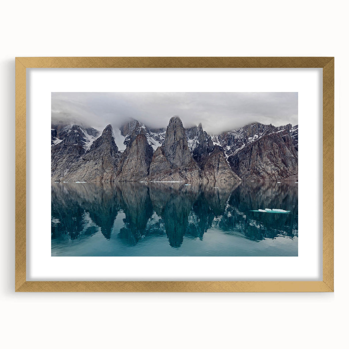 Extra large wall art featuring an abstract depiction of the Northwest Territories in textured shades of blue and gray.