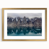 Extra large wall art featuring an abstract depiction of the Northwest Territories in textured shades of blue and gray.