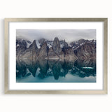 Textured abstract art print of the Northwest Territories scenery in muted earth tones, framed with a silver mat.