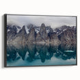 Black and white framed canvas of a Northwest Territories landscape, ideal for bedroom decor.