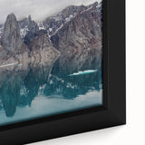 Extra large framed canvas featuring a textured scene of the Northwest Territories in black with colorful art accents.