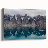 Framed canvas of a vintage-style landscape painting depicting the Northwest Territories.