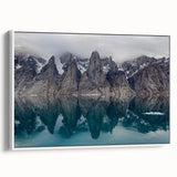 Vintage poster art of the Northwest Territories on a framed canvas, featuring a colorful palette.