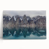 Black and white stretched canvas depicting a serene Northwest Territories landscape, ideal for kitchen wall art.