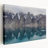 Scenic Northwest Territories landscape on large stretched canvas with vivid blue and green tones, ideal for kitchen wall art.