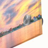 Large abstract wall art depicting Nova Scotia scenery in mid-century modernist style on acrylic glass.