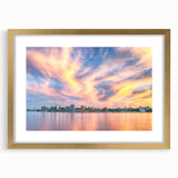 Extra large abstract art print of a textured Canadian landscape in muted earth tones, framed with a gold mat.