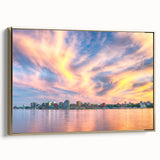 Framed canvas of a vintage-style Nova Scotia landscape in muted gold and black tones, ideal for bedroom wall art.