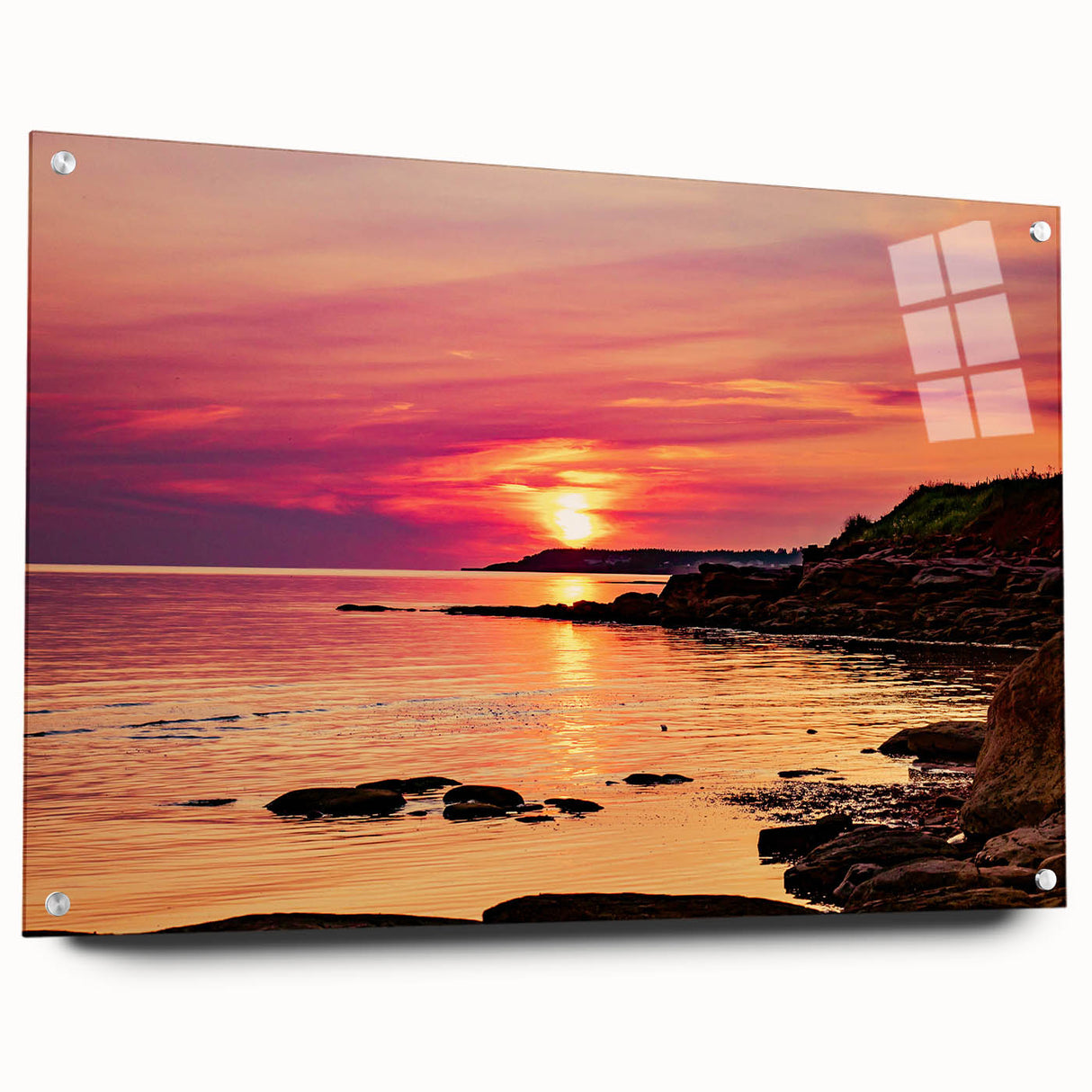 Acrylic glass print of Prince Edward, Canada scenery in muted earth tones, suitable for bedroom or dining room decor.
