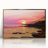 Mid-century modernist style large art print of Prince Edward Island scenery in gold frame.