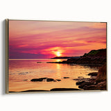 Framed canvas featuring a vintage-style landscape painting of Prince Edward, Canada in muted earth tones.