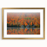 Extra large wall art featuring an abstract textured depiction of Quebec scenery in muted earth tones, framed in gold.