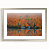 Textured art print of an abstract Quebec scenery in silver frame, using cool blue and gray tones, ideal for bedroom art.