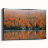 Black and white landscape art painting of Quebec scenery on framed canvas, suitable for bedroom wall decor.