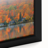 Extra large framed canvas featuring a textured depiction of Quebec scenery in black with colorful art accents.