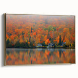 Framed canvas wall art depicting a vintage-style landscape of Quebec, Canada, in black and gold tones.