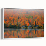 Vintage poster art of Quebec scenery on extra large framed canvas, featuring colorful art on a black background.