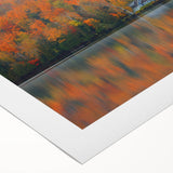 Art deco poster featuring a serene Quebec landscape in muted earth tones on rolled canvas, suitable for dining room decor.