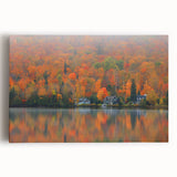 Black and white stretched canvas featuring a scenic Quebec landscape, ideal for kitchen wall art.