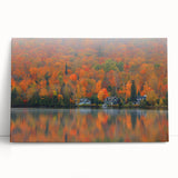 Black and white stretched canvas featuring a serene Quebec landscape, ideal for kitchen wall art or bedroom ambiance.