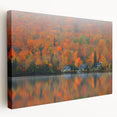 Scenic Quebec landscape on stretched canvas, featuring soft earth tones, ideal for kitchen wall art.
