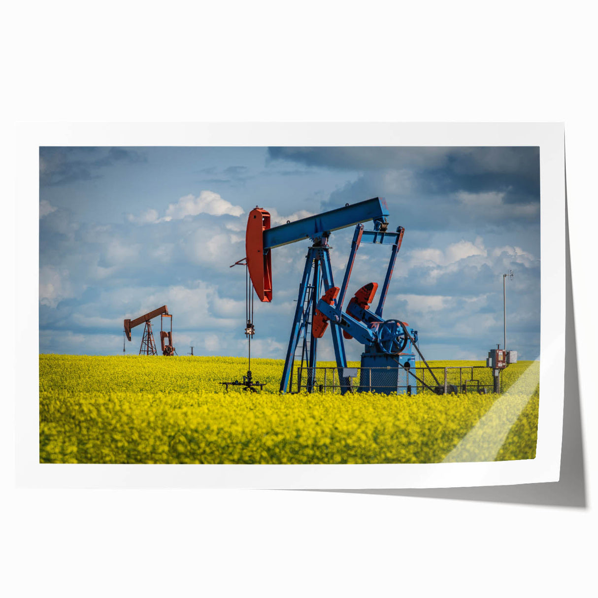 Extra large rolled print of Saskatchewan scenery with vibrant green and blue tones, ideal for art wall dining room.