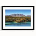 Extra large textured abstract art print of colorful Yukon scenery on a black framed canvas, ideal for living room decor.