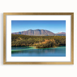 Extra large abstract art print of a textured Yukon scenery in gold frame, ideal for living room decor.