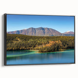 Black and white landscape art of the Yukon on framed canvas, suitable for bedroom decor.