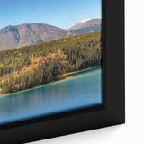 Extra large framed canvas depicting a textured, colorful Yukon scenery, ideal for living room decor.