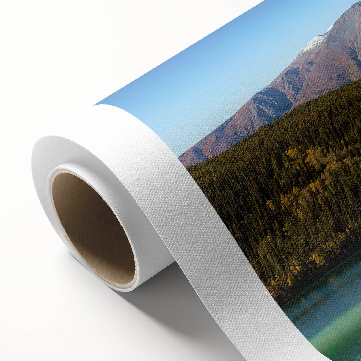 Art deco poster of Yukon scenery in soft pastel shades on rolled canvas, suitable for nursery wall art or dining room decor.