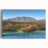 Black and white photograph of Yukon scenery on a large stretched canvas, suitable for kitchen art.