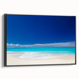 Black and white landscape art painting of Caribbean Antigua on framed canvas, ideal for bedroom wall decor.