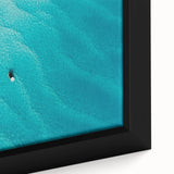 Black wall art featuring a close-up, textured view of Caribbean scenery on a framed canvas, ideal for living room decor.