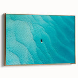 Framed canvas depicting a serene Bahamas landscape with lush greens and ocean blues, ideal for bedroom wall decor.
