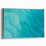 Framed canvas featuring a vintage-style landscape art painting of the Caribbean Bahamas in vivid colors.