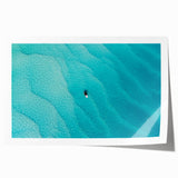 Extra large rolled print of a Caribbean beach scene with vibrant blue ocean and sky, ideal for art wall dining room decor.