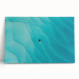 Black and white stretched canvas of a Caribbean beach scene, ideal for kitchen wall art.