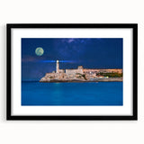 Abstract art print of Caribbean scenery in vibrant colors on a large textured canvas, ideal for living room decor.