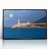 Large abstract wall art featuring vibrant Caribbean scenery on framed acrylic, ideal for modern living room decor.