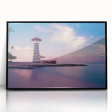 Large abstract wall art featuring a vibrant Caribbean scene on a framed acrylic, ideal for modern living room decor.