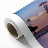 Art deco poster of a serene Caribbean scene on rolled canvas, ideal for nursery wall art or dining room decor.