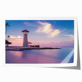 Extra large rolled print featuring a Caribbean scenery with vibrant blue and green tones, ideal for dining room wall art.