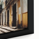 Extra large framed canvas featuring a textured, colorful Caribbean scenery, ideal for living room decor.