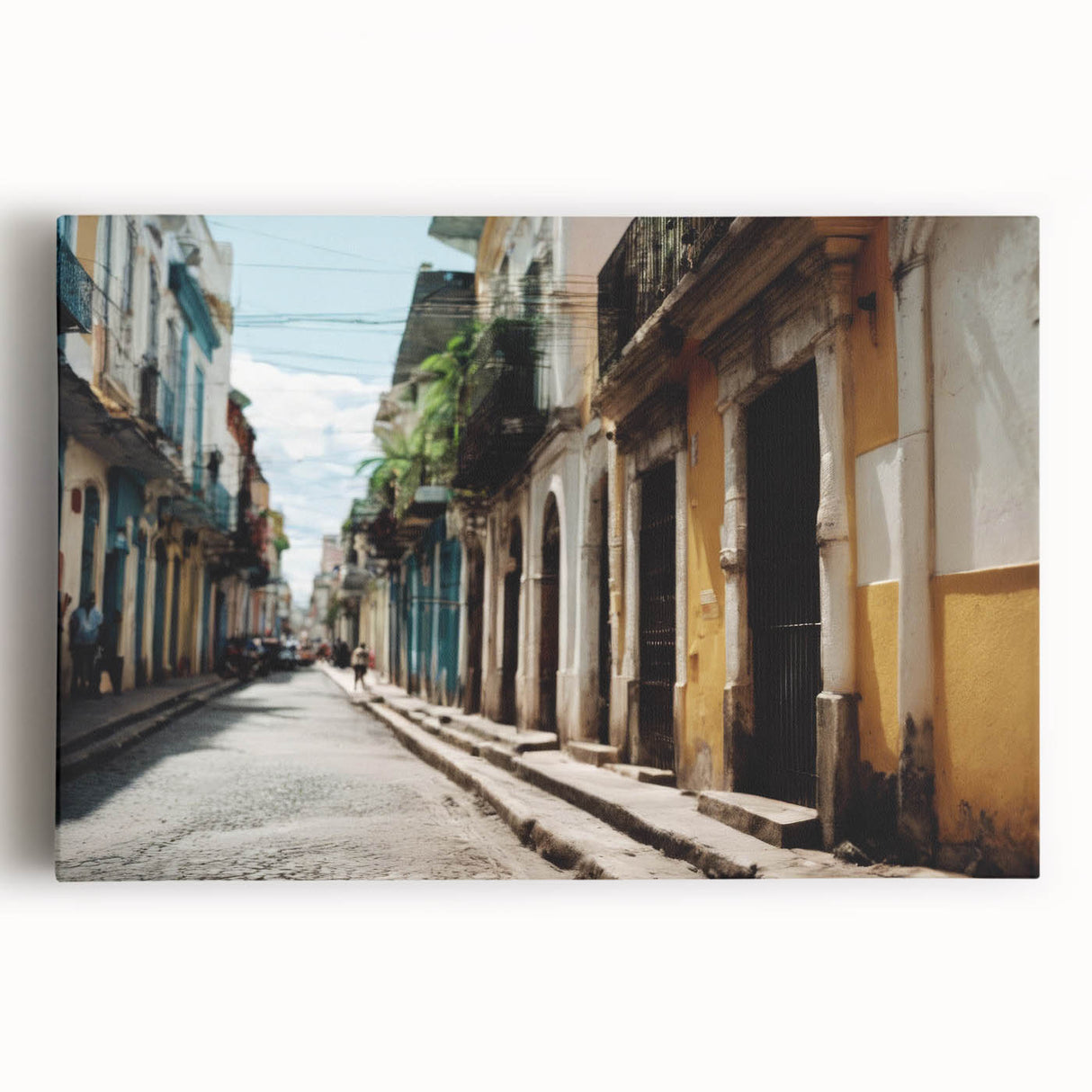 Black and white stretched canvas featuring a serene Caribbean beach scene, ideal for kitchen wall art or bedroom ambiance.