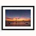 Extra large, abstract art print of Caribbean scenery in vibrant colors on a textured canvas, framed in black.